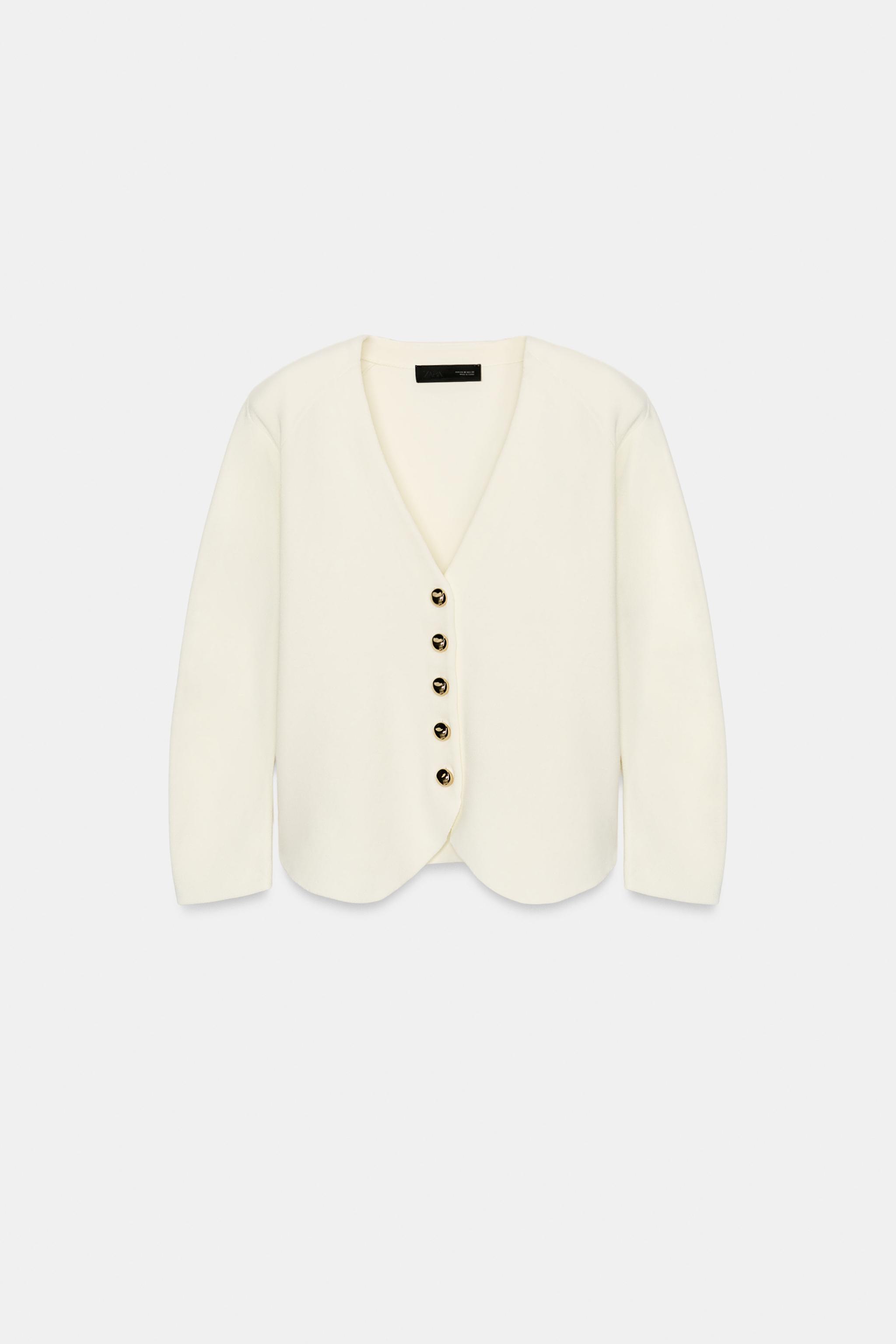 FITTED KNIT JACKET WITH SHOULDER PADS